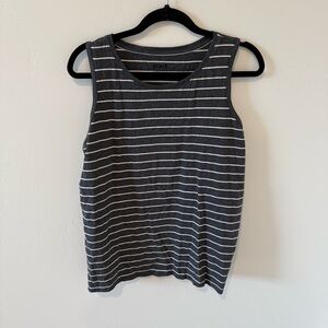 PACT Women's Charcoal Gray Stripe Sleeveless Tank Plus Size XXL Organic Cotton